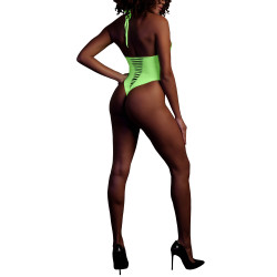 Ouch! Glow Body échancré ouvert à l'entrejambe avec dos nu Vert Fluo